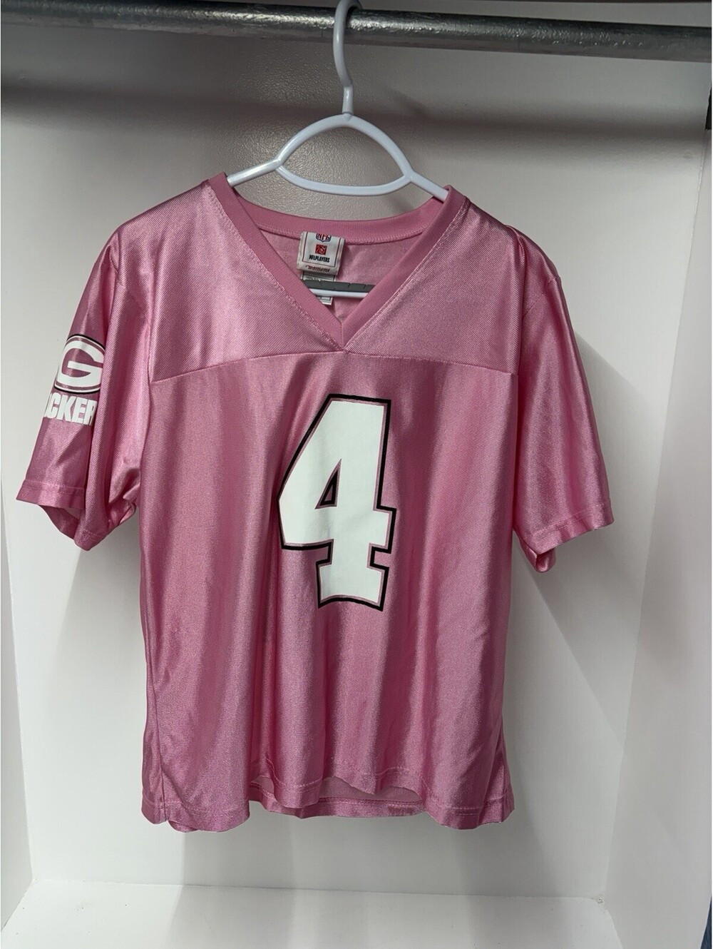 Green Bay Packer’s, Brett Favre, Pink Jersey #4 NFL Women’s Size XL